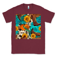 Burgundy cowboy boots and hat seamless pattern Classic Tee - BundleAndBundleShop