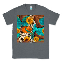 Charcoal Heather cowboy boots and hat seamless pattern Classic Tee - BundleAndBundleShop