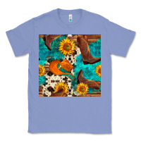 Colony Blue cowboy boots and hat seamless pattern Classic Tee - BundleAndBundleShop