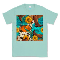 Seafoam cowboy boots and hat seamless pattern Classic Tee - BundleAndBundleShop