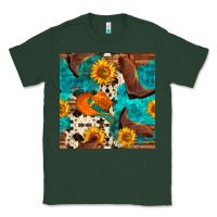 Sports Green cowboy boots and hat seamless pattern Classic Tee - BundleAndBundleShop