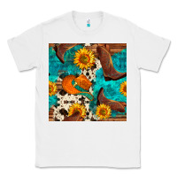 White cowboy boots and hat seamless pattern Classic Tee - BundleAndBundleShop
