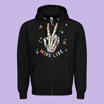 Wife Life Zipper Hoodie Designed By Maliassmallbusiness