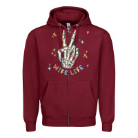 Burgundy wife life Zipper Hoodie - MaliasSmallBusiness