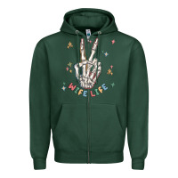 Sports Green wife life Zipper Hoodie - MaliasSmallBusiness