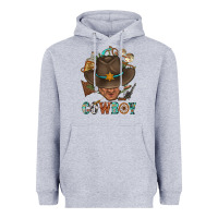 Heather Grey Western Cowboy Portrait With Cactus Heavyweight Hoodie - BundleAndBundleShop