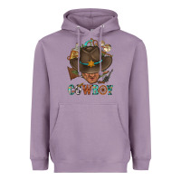 Lavender Western Cowboy Portrait With Cactus Heavyweight Hoodie - BundleAndBundleShop