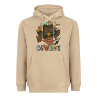 Mushroom Western Cowboy Portrait With Cactus Heavyweight Hoodie - BundleAndBundleShop