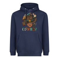 Navy Western Cowboy Portrait With Cactus Heavyweight Hoodie - BundleAndBundleShop