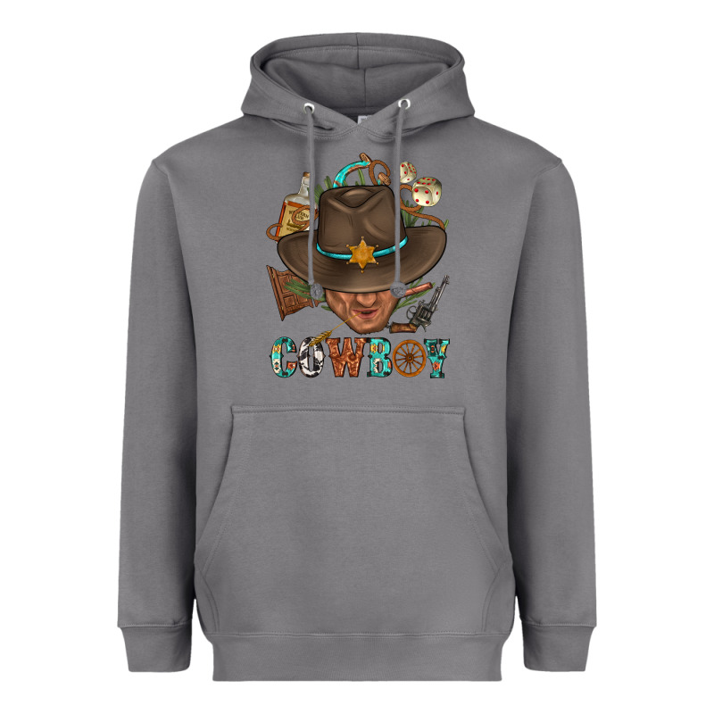 Western Cowboy Portrait With Cactus Heavyweight Hoodie by BundleAndBundleShop | Teevron
