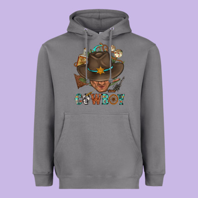 Western Cowboy Portrait With Cactus Heavyweight Hoodie Designed By Bundleandbundleshop