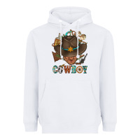 White Western Cowboy Portrait With Cactus Heavyweight Hoodie - BundleAndBundleShop