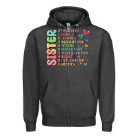Charcoal Heather sister beautiful loyal reliable Zipper Hoodie - MaliasSmallBusiness