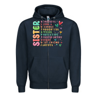 Navy sister beautiful loyal reliable Zipper Hoodie - MaliasSmallBusiness
