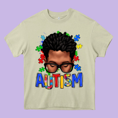 Autism Afro Man Heavy Core Tee Designed By Texasbilliewilder