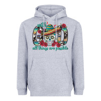 Heather Grey With God All Things Are Possible With Sombrero Sku Heavyweight Hoodie - BundleAndBundleShop