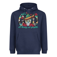 Navy With God All Things Are Possible With Sombrero Sku Heavyweight Hoodie - BundleAndBundleShop