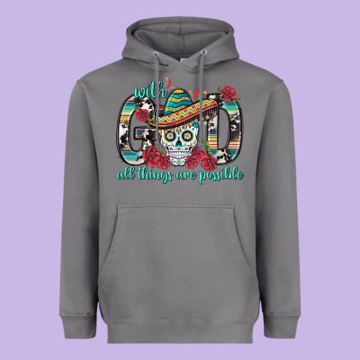 With God All Things Are Possible With Sombrero Sku Heavyweight Hoodie Designed By Bundleandbundleshop
