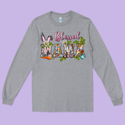Blessed Mama Easter Long Sleeve Tee Designed By Barkaloodesign
