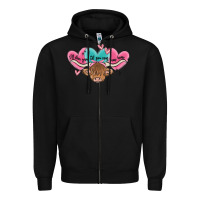Black western cow and heart Zipper Hoodie - MaliasSmallBusiness