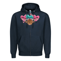 Navy western cow and heart Zipper Hoodie - MaliasSmallBusiness