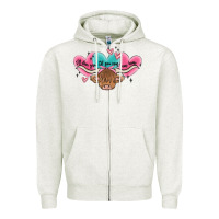 Oatmeal Heather western cow and heart Zipper Hoodie - MaliasSmallBusiness