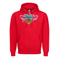 Red western cow and heart Zipper Hoodie - MaliasSmallBusiness
