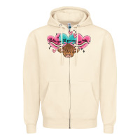 Sandshell western cow and heart Zipper Hoodie - MaliasSmallBusiness