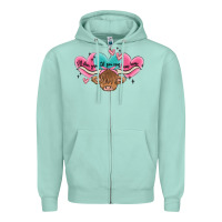 Seafoam western cow and heart Zipper Hoodie - MaliasSmallBusiness