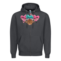 Smoke western cow and heart Zipper Hoodie - MaliasSmallBusiness