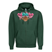 Sports Green western cow and heart Zipper Hoodie - MaliasSmallBusiness