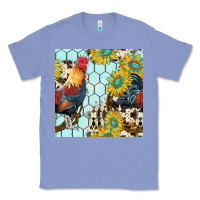 Colony Blue western rooster seamless pattern Classic Tee - BundleAndBundleShop