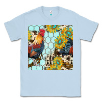 Dusty Blue western rooster seamless pattern Classic Tee - BundleAndBundleShop