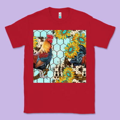 Western Rooster Seamless Pattern Classic Tee Designed By Bundleandbundleshop