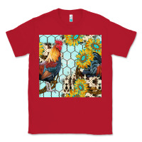 Red western rooster seamless pattern Classic Tee - BundleAndBundleShop