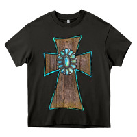 Asphalt Wood Turquoise Gemstone Cross Heavy Core Tee - RanaPortraitStore