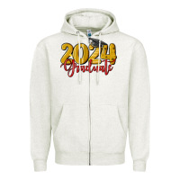 Oatmeal Heather 2024 graduate Zipper Hoodie - MaliasSmallBusiness