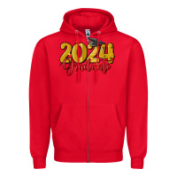 Red 2024 graduate Zipper Hoodie - MaliasSmallBusiness
