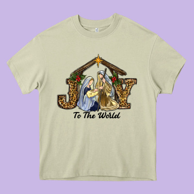 Heavy Core Tee Joy To The World Baby Jesus Christmas