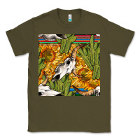 Army Green western bull skull seamless pattern Classic Tee - BundleAndBundleShop