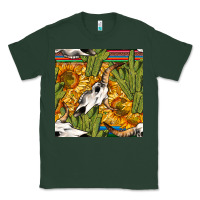 Sports Green western bull skull seamless pattern Classic Tee - BundleAndBundleShop