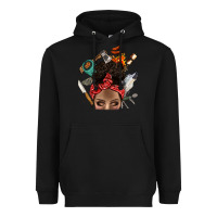 Black Wild Camping Afro Messy Bbs Heavyweight Hoodie - BundleAndBundleShop