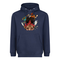 Navy Wild Camping Afro Messy Bbs Heavyweight Hoodie - BundleAndBundleShop