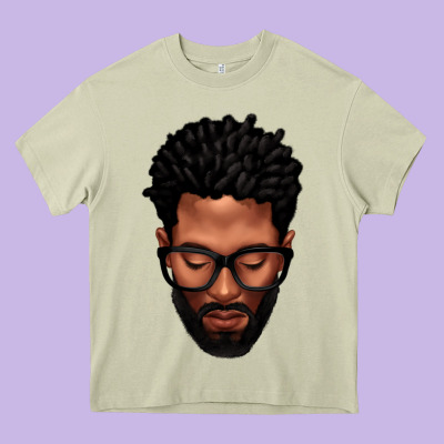 Bearded Black Man Portrait Heavy Core Tee Designed By Texasbilliewilder