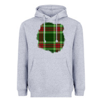 Heather Grey Christmas Tartan Patch Heavyweight Hoodie - BundleAndBundleShop