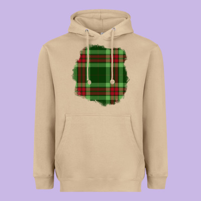 Christmas Tartan Patch Heavyweight Hoodie Designed By Bundleandbundleshop