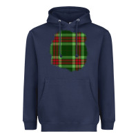 Navy Christmas Tartan Patch Heavyweight Hoodie - BundleAndBundleShop