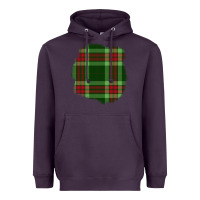 Plum Christmas Tartan Patch Heavyweight Hoodie - BundleAndBundleShop