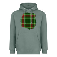 Sage Christmas Tartan Patch Heavyweight Hoodie - BundleAndBundleShop