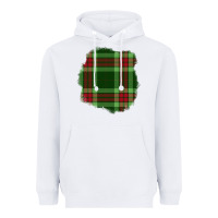 White Christmas Tartan Patch Heavyweight Hoodie - BundleAndBundleShop